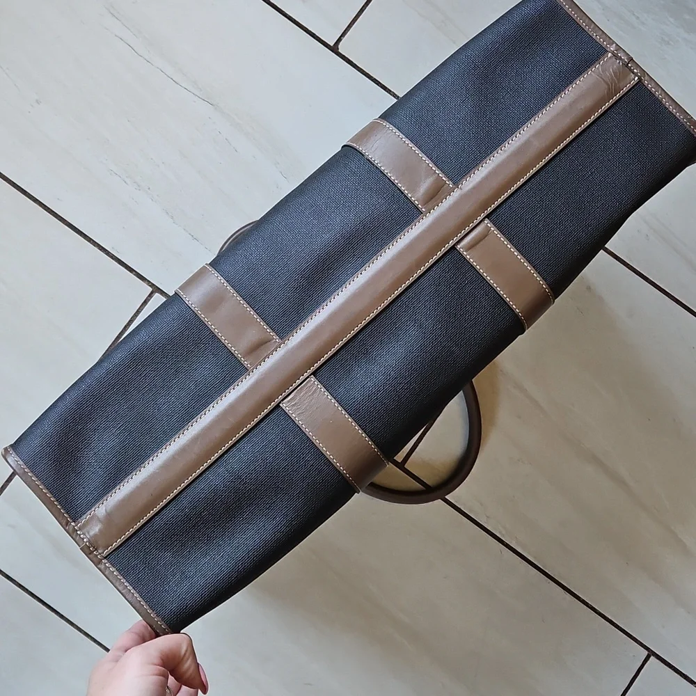 👀SALE💸 Dunhill Black and Brown Leather Travel Tote Duffel Bag